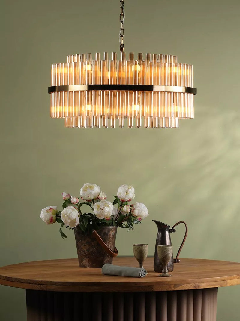 Där Imani glass pendant ceiling light brass champagne, UK version