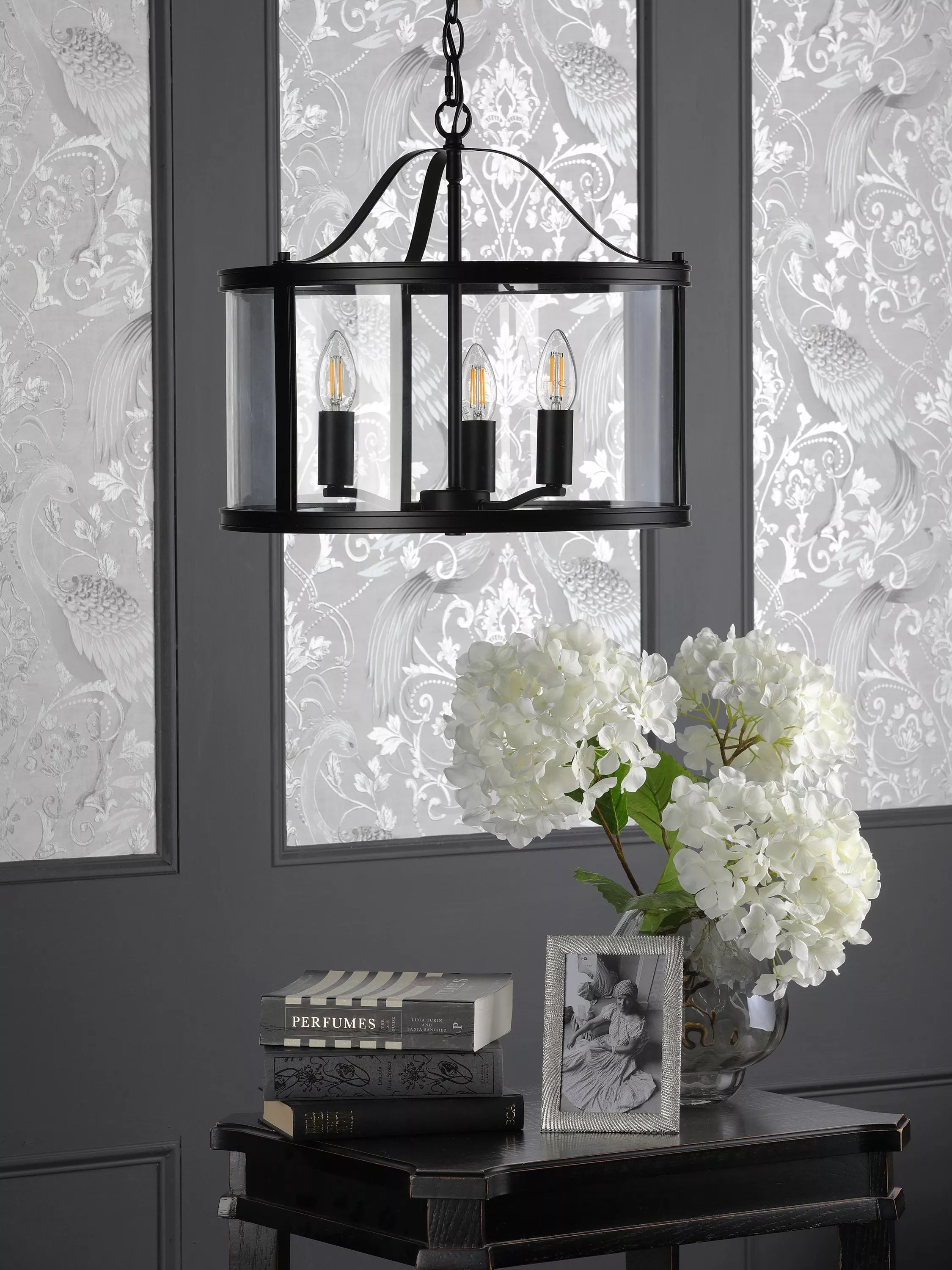 Laura Ashley Harrington pendant ceiling light black, imported from the UK