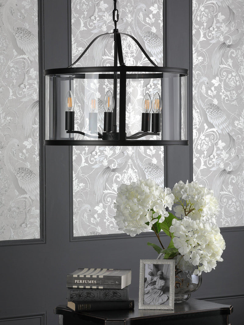 Laura Ashley pendant ceiling light black 5 arm - British product
