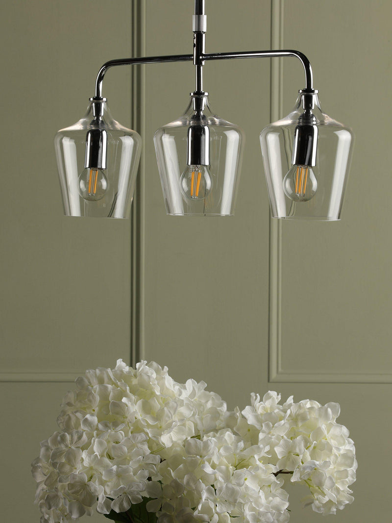Laura Ashley Ockley chrome 3 pendant bar ceiling light (British brand)