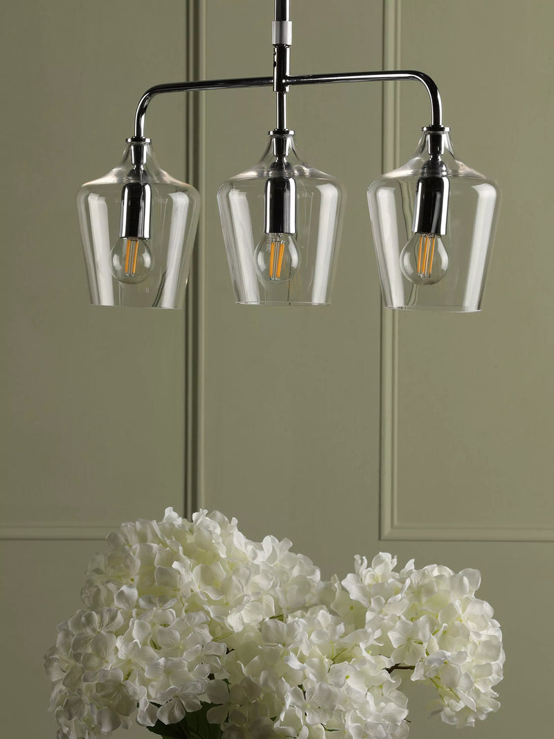 Laura Ashley Ockley chrome 3 pendant bar ceiling light (British brand)