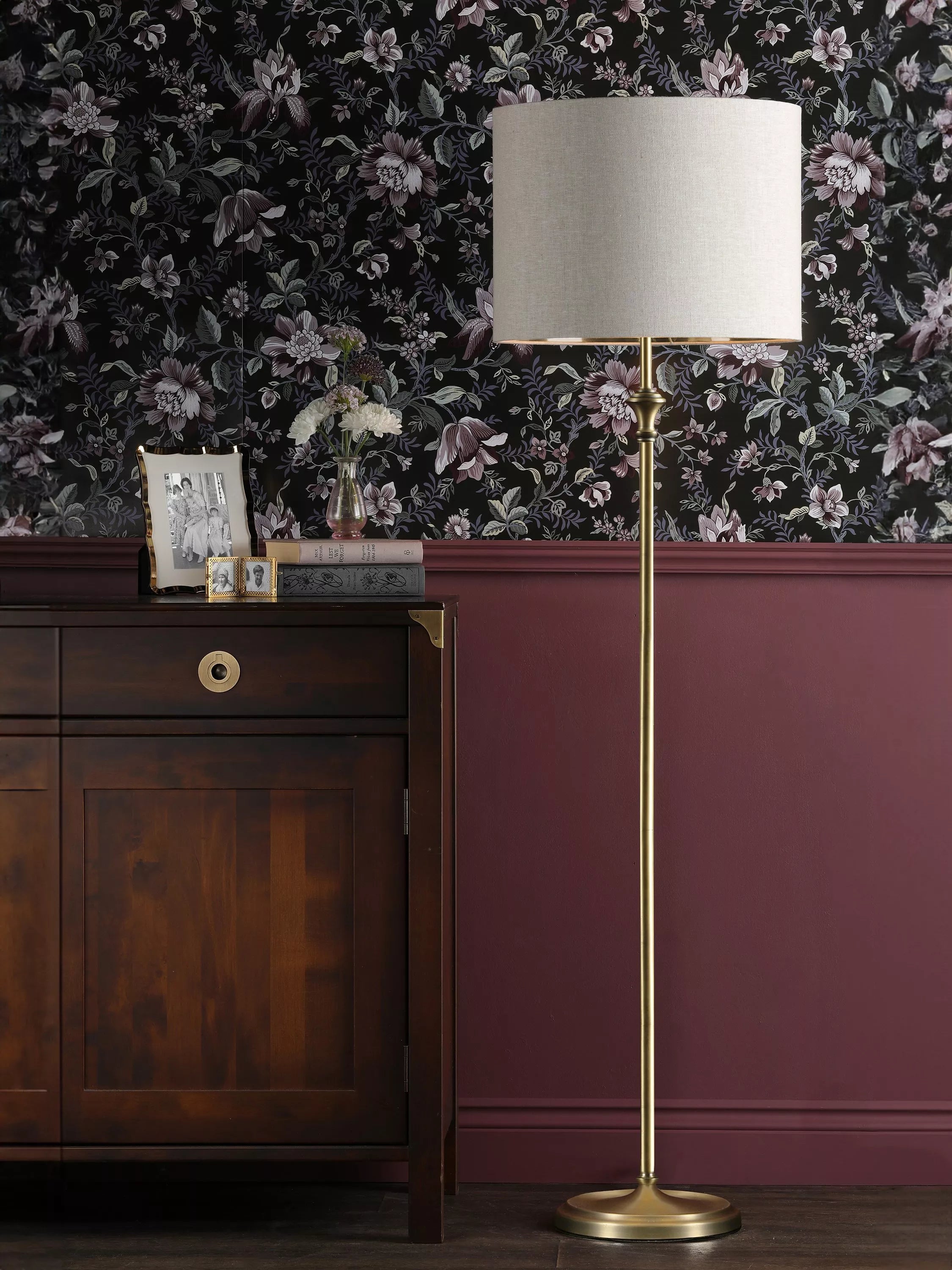 Laura Ashley Highgrove brass floor lamp 150cm, imported from the UK
