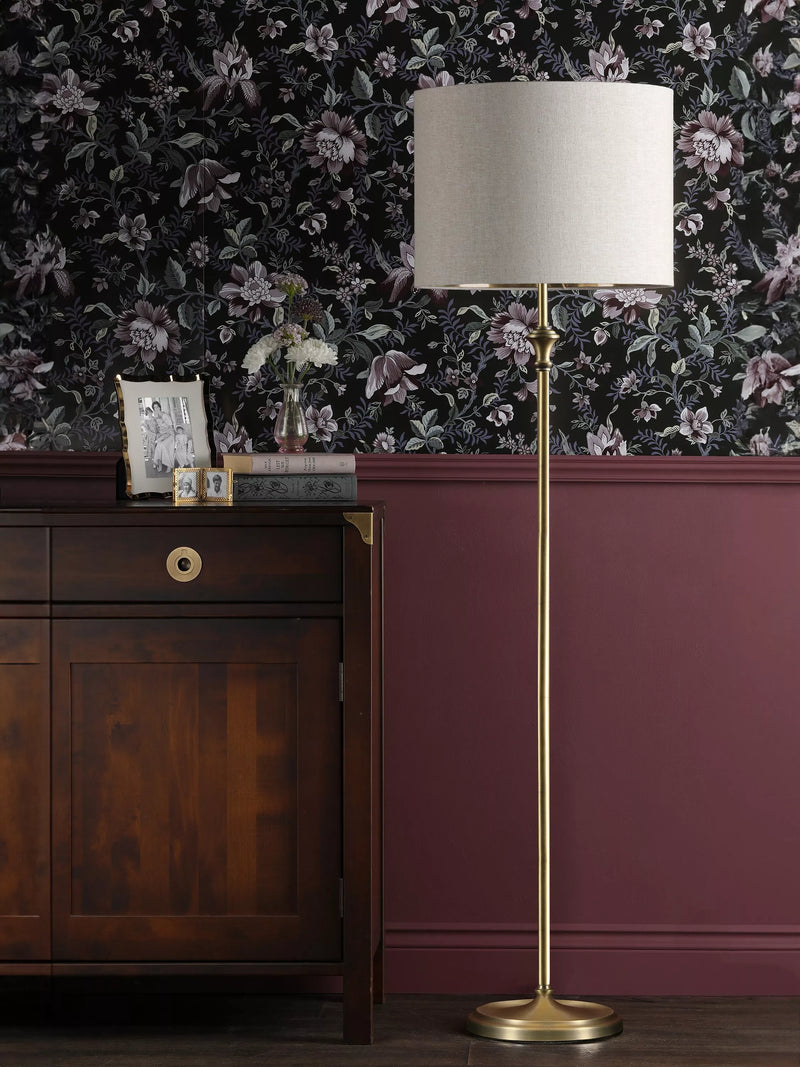 Laura Ashley Highgrove brass floor lamp 150cm, imported from the UK