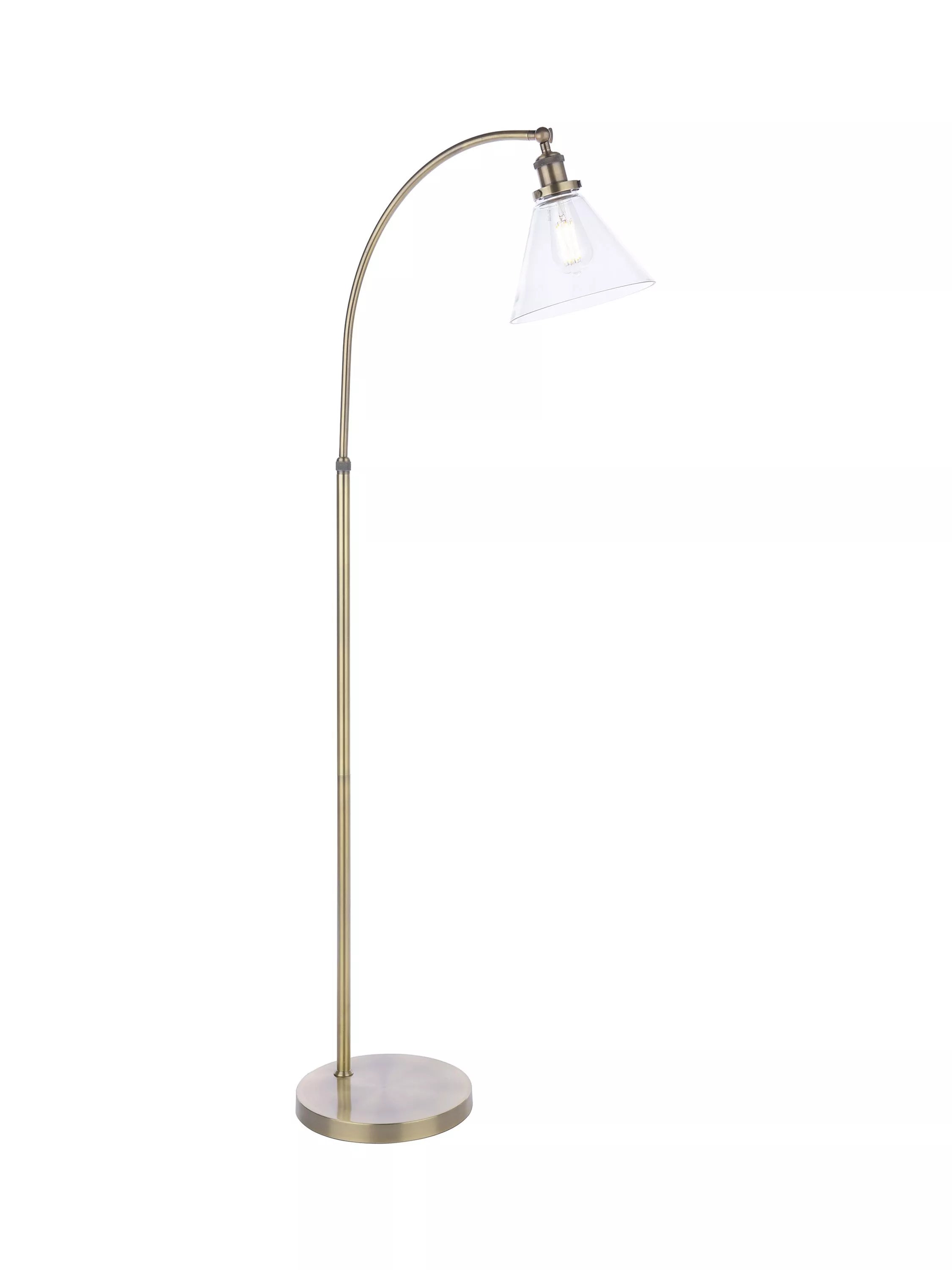 Laura Ashley Isaac floor lamp brass clear glass shade - British product