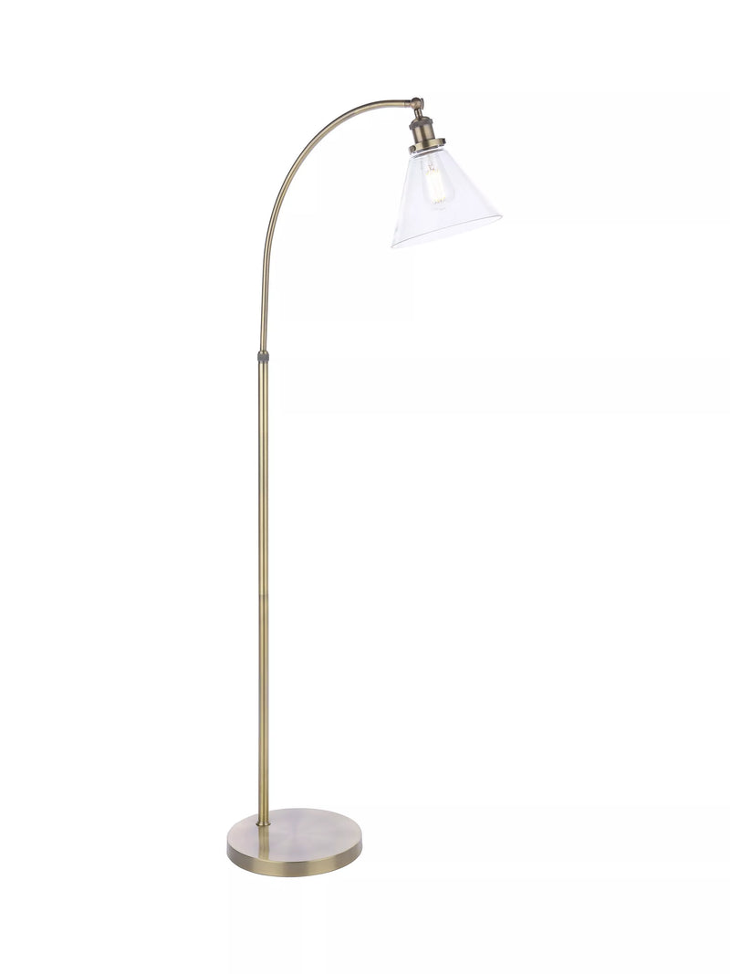 Laura Ashley Isaac floor lamp brass clear glass shade - British product