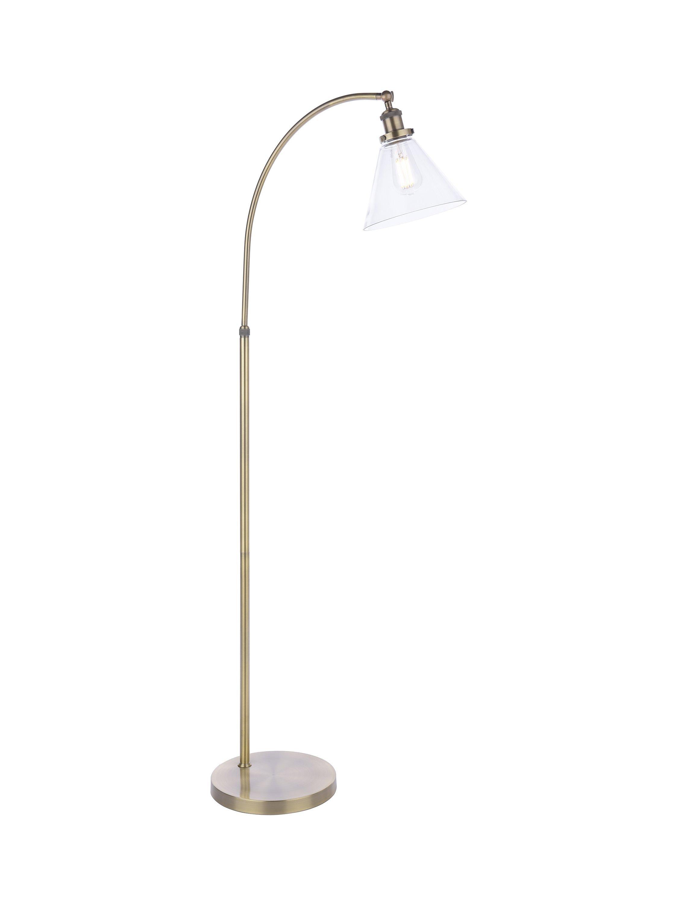 Laura Ashley Isaac floor lamp brass clear glass shade - British product