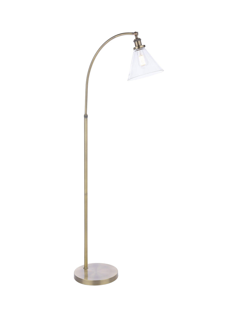 Laura Ashley Isaac floor lamp brass clear glass shade - British product