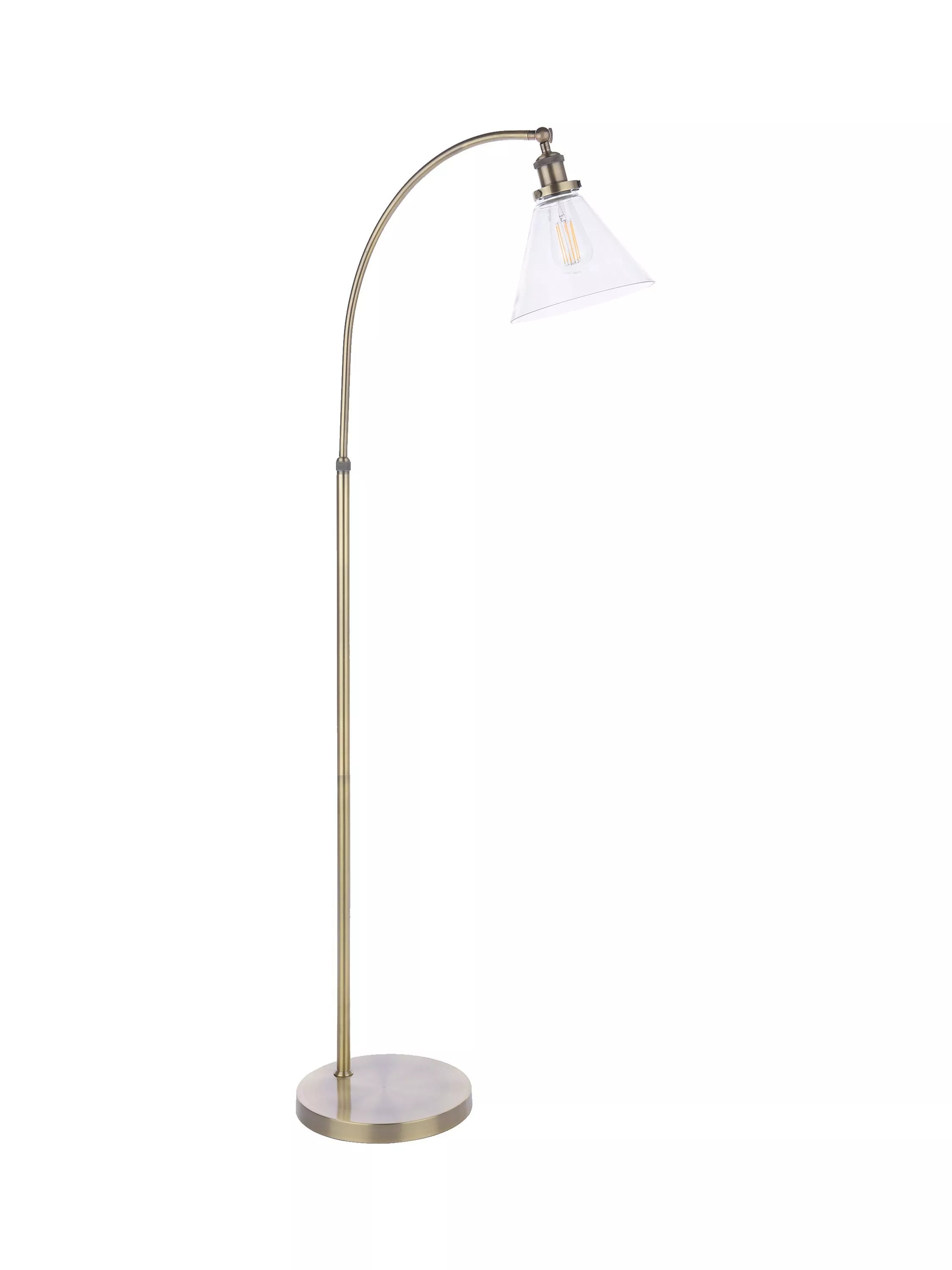 Laura Ashley Isaac floor lamp brass clear glass shade - British product