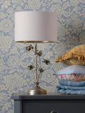 Laura Ashley Lyndale silver table lamp with drum shade, imported from the UK