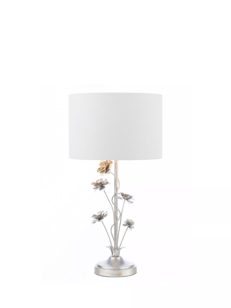 Laura Ashley Lyndale silver table lamp with drum shade, imported from the UK