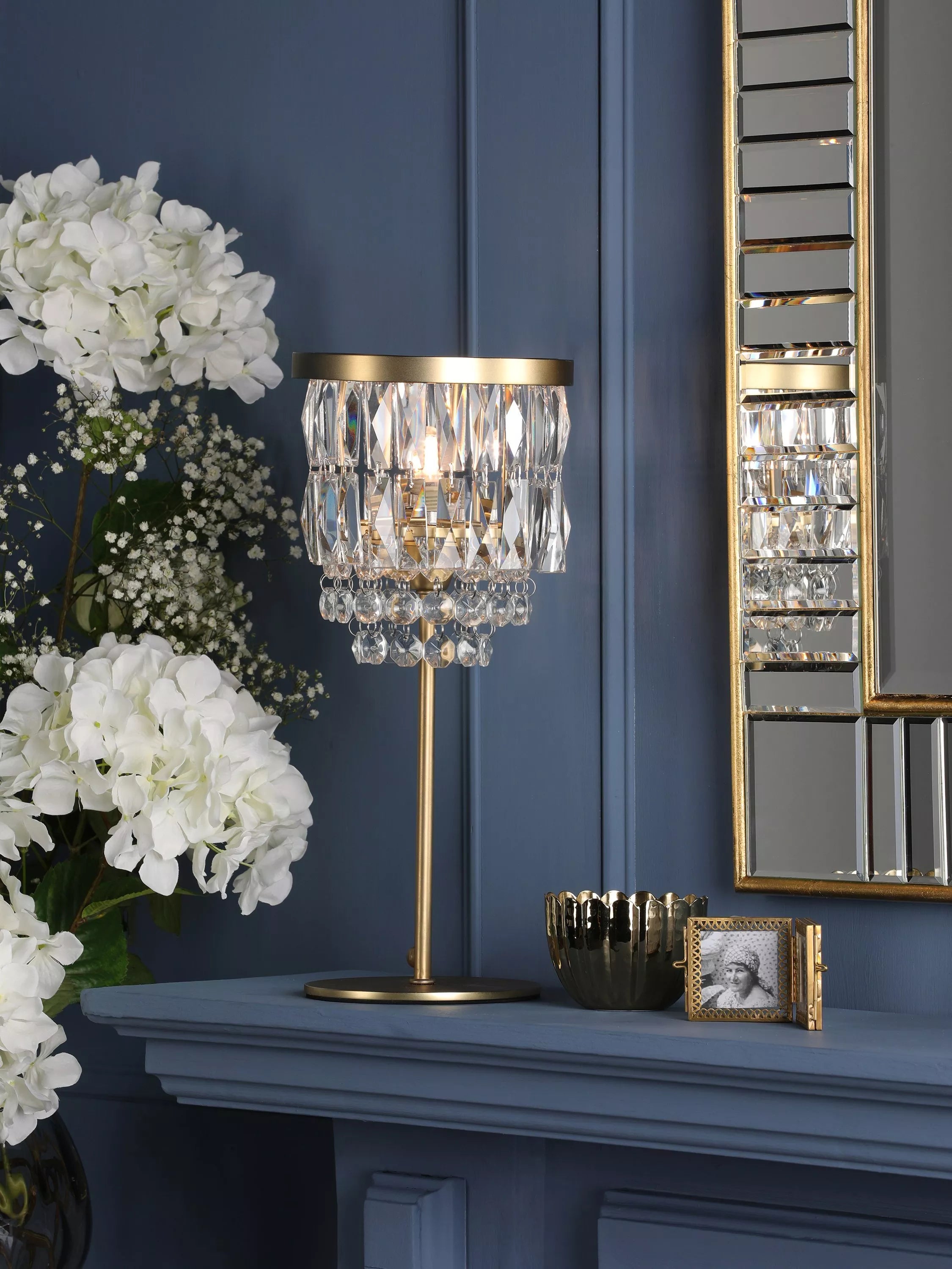 Laura Ashley Rhosill table lamp with crystal droplets, imported from the UK