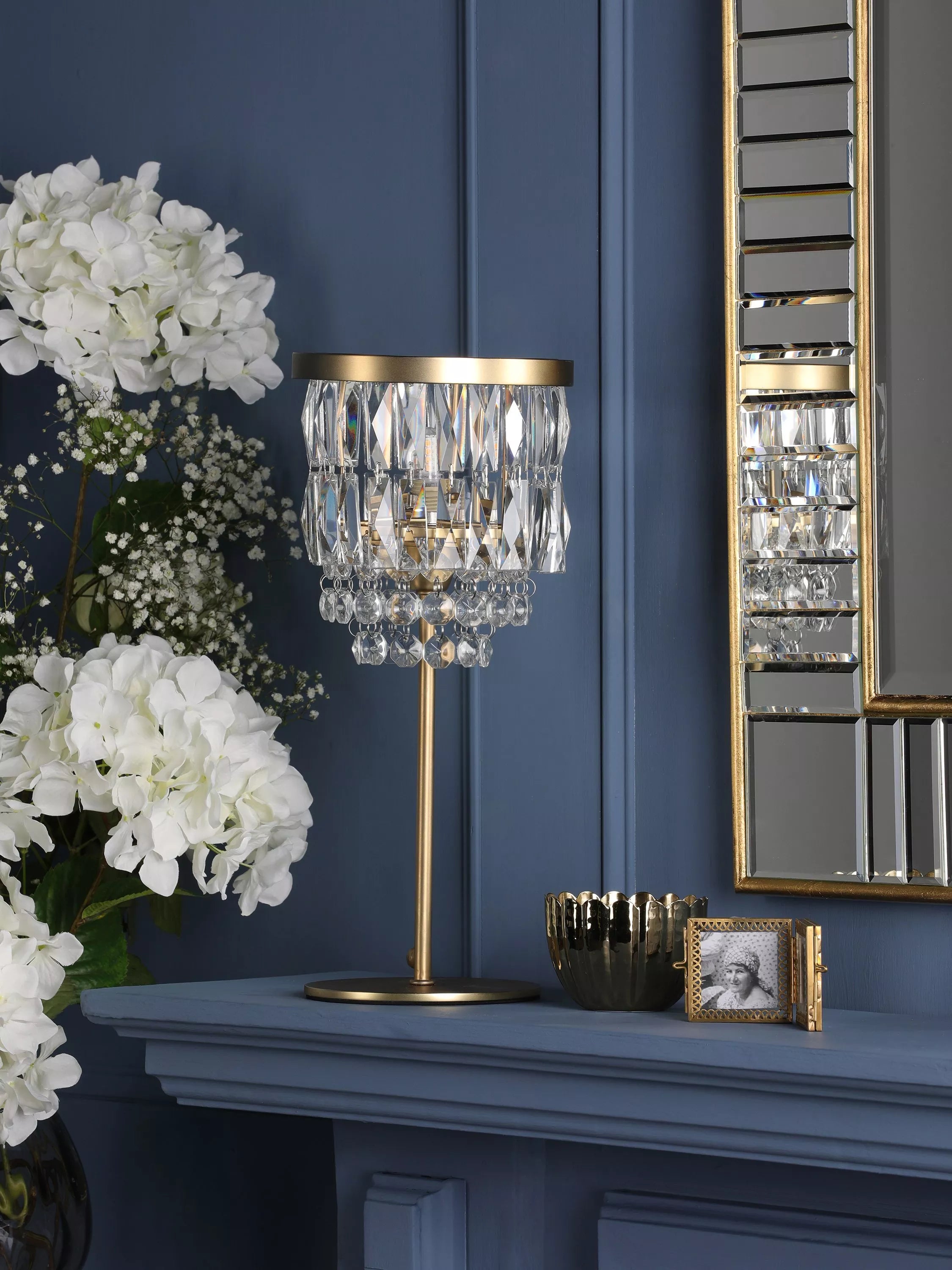 Laura Ashley Rhosill table lamp with crystal droplets, imported from the UK
