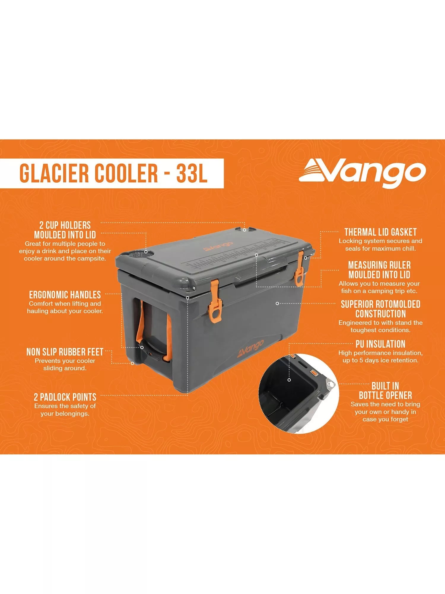 Vango Glacier 33L cooler box grey - British product