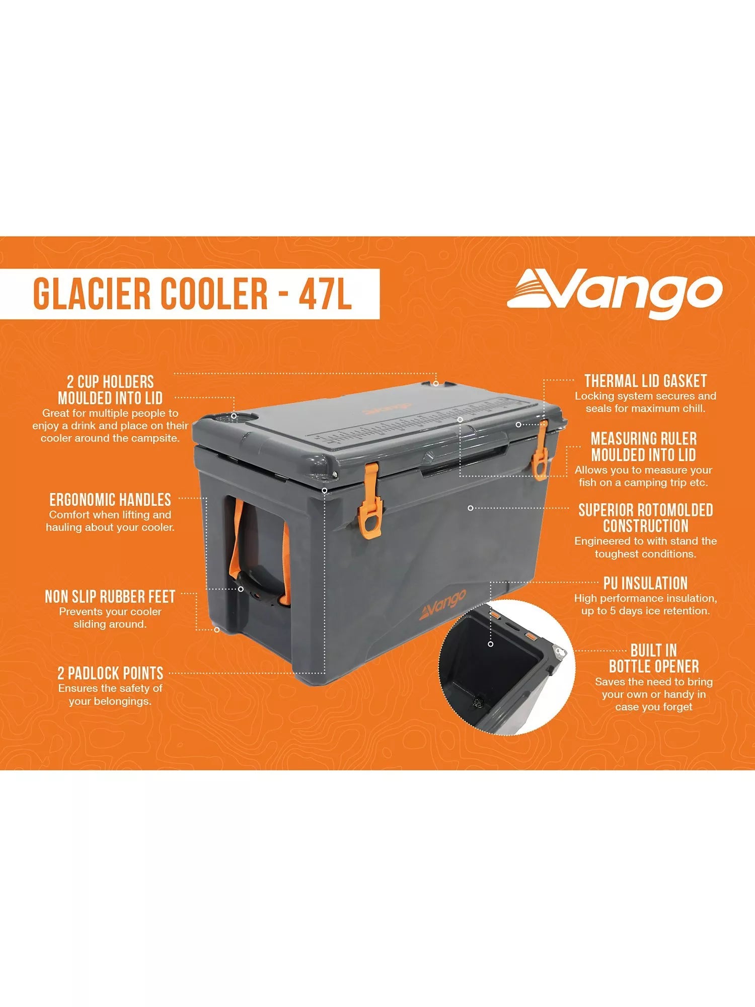 Vango Glacier 47L rotomolded cool box, British product