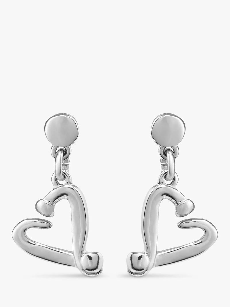 UNOde50 nailed heart drop earrings in silver - British product