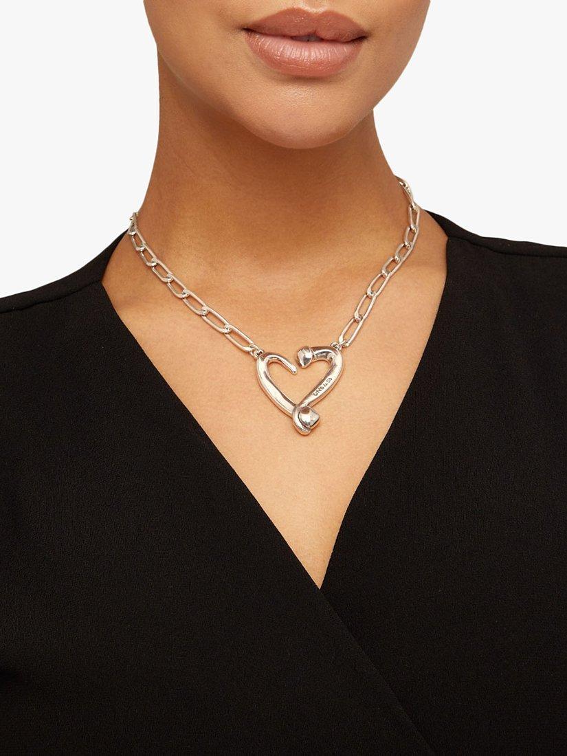 Collier UNOde50 Argent Coeurs et Clous 38,5 cm (Marque britannique)