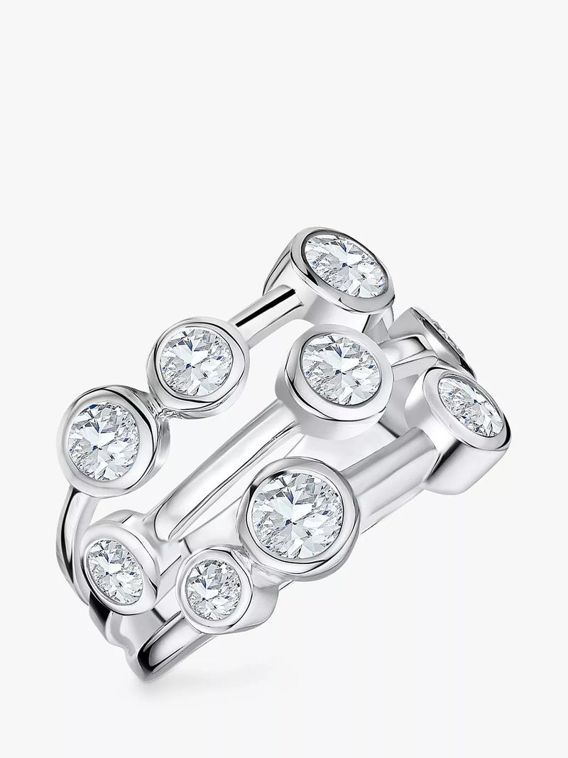 Jools by Jenny Brown 9 Cubic Zirconia Stone Bubble Ring Silver