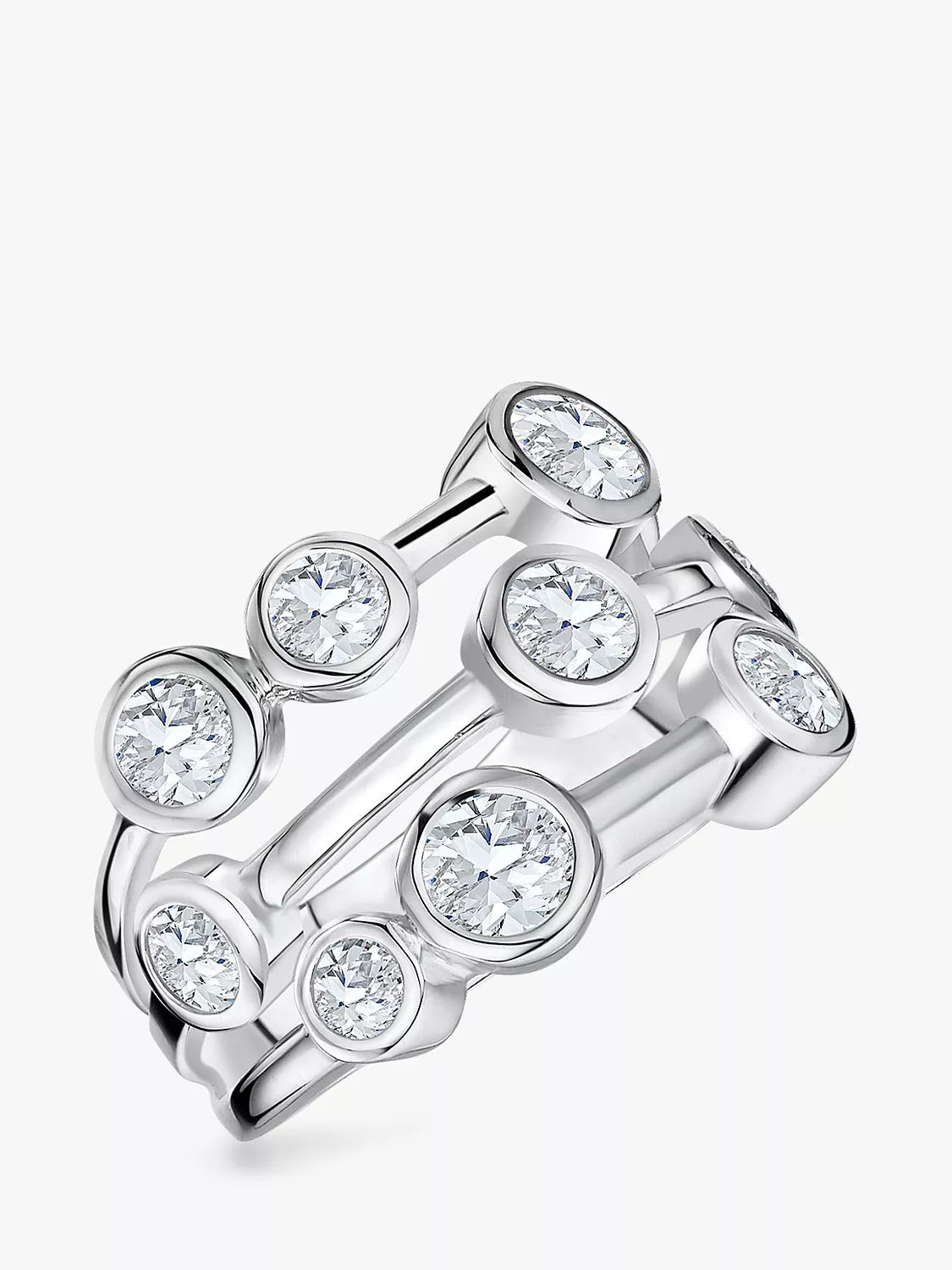 Jools by Jenny Brown 9 Cubic Zirconia Stone Bubble Ring Silver