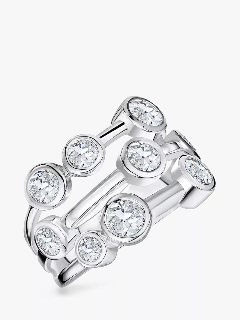 Jools by Jenny Brown 9 Cubic Zirconia Stone Bubble Ring Silver