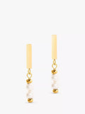 COEUR DE LION freshwater pearl bar drop earrings gold plated, imported from the UK
