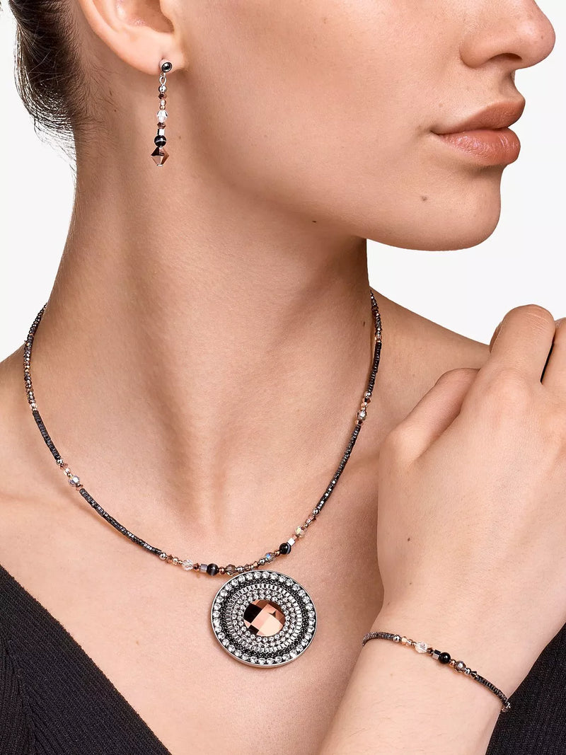 COEUR DE LION statement pendant necklace Swarovski crystals rose gold - British product