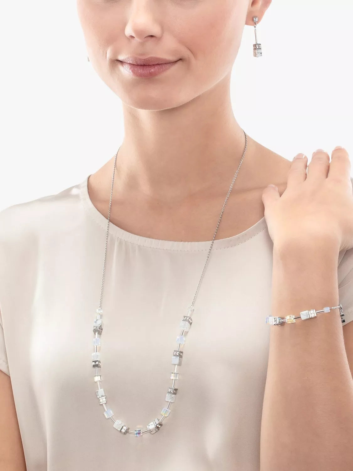 COEUR DE LION Swarovski crystal toggle necklace 74cm, UK version