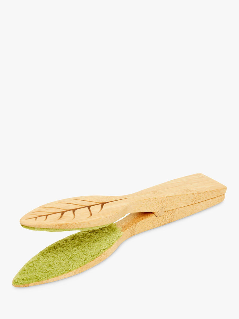 Kikkerland Bamboo Leaf Cleaning Tongs Neutral, UK version