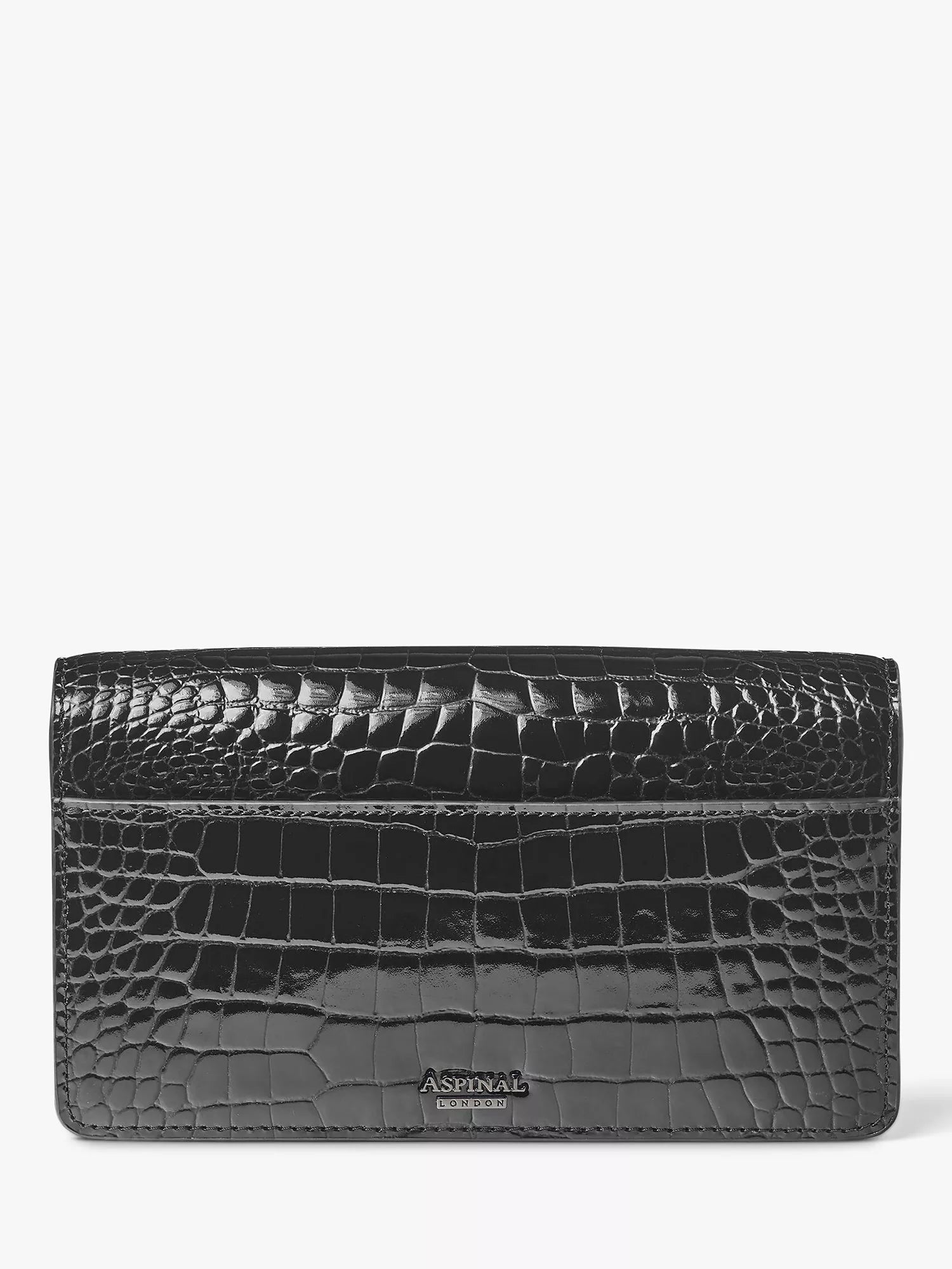 Aspinal of London Mayfair croc effect leather clutch bag, UK version