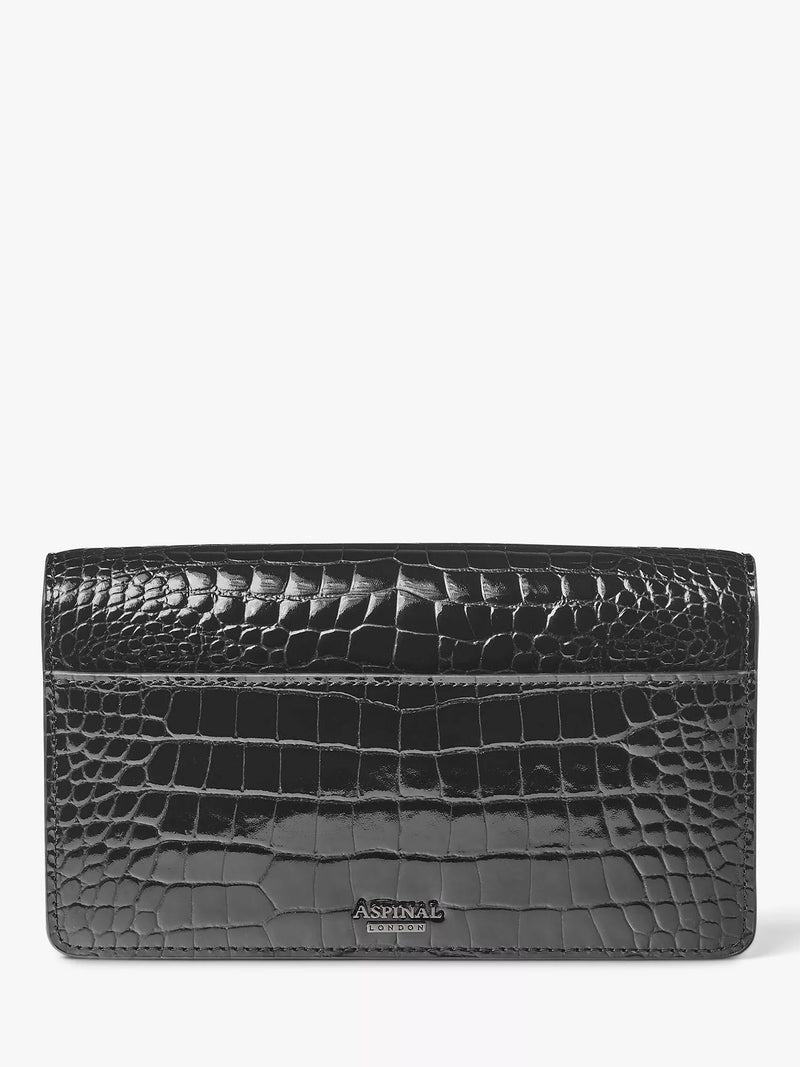 Aspinal of London Mayfair croc effect leather clutch bag, UK version