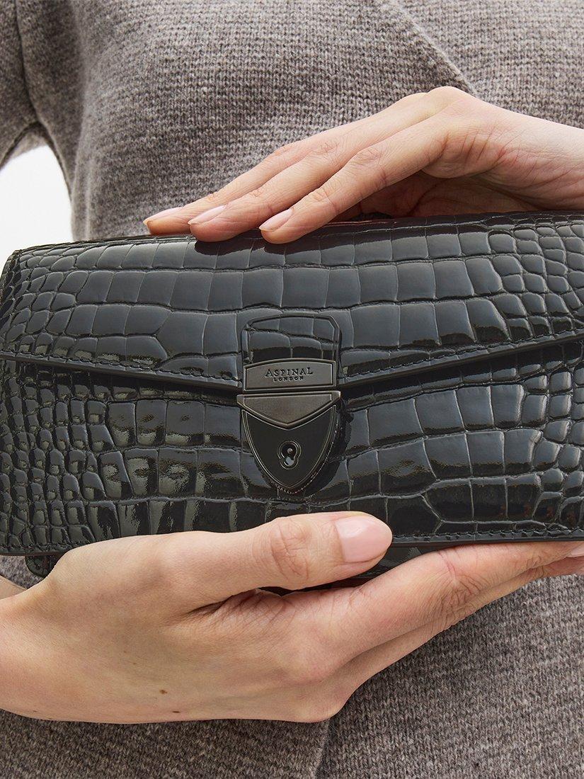 Aspinal of London Mayfair Kroko-Effekt Lederkupplungs-Tasche, UK-Version