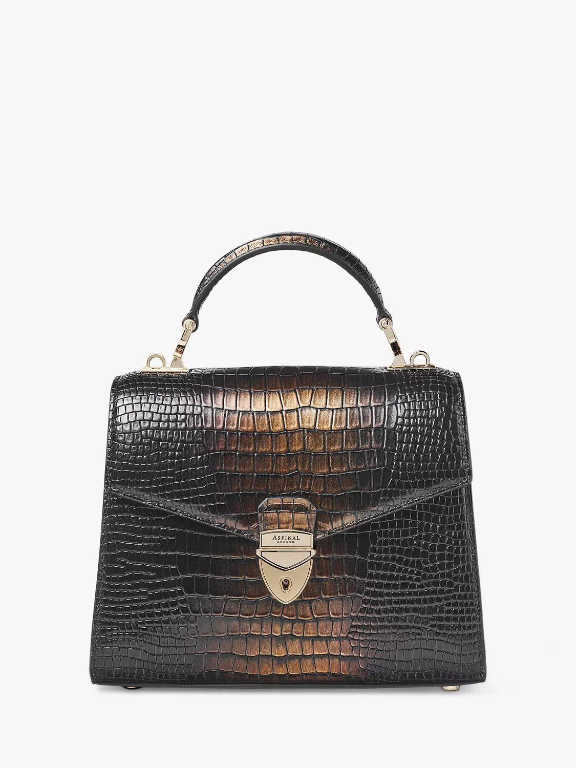 Aspinal Midi Mayfair 2 croc leather cross body bag (British brand)