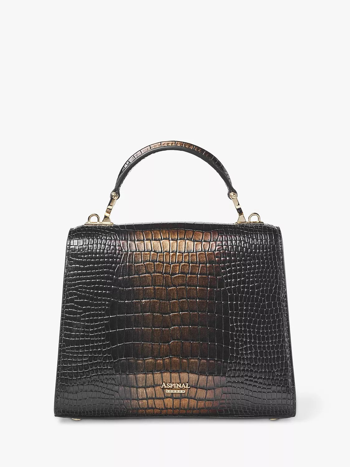 Aspinal Midi Mayfair 2 croc leather cross body bag (British brand)
