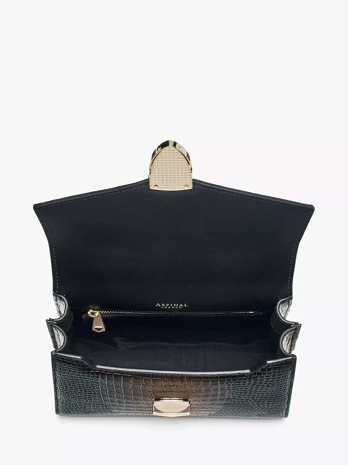 Aspinal Midi Mayfair 2 croc leather cross body bag (British brand)