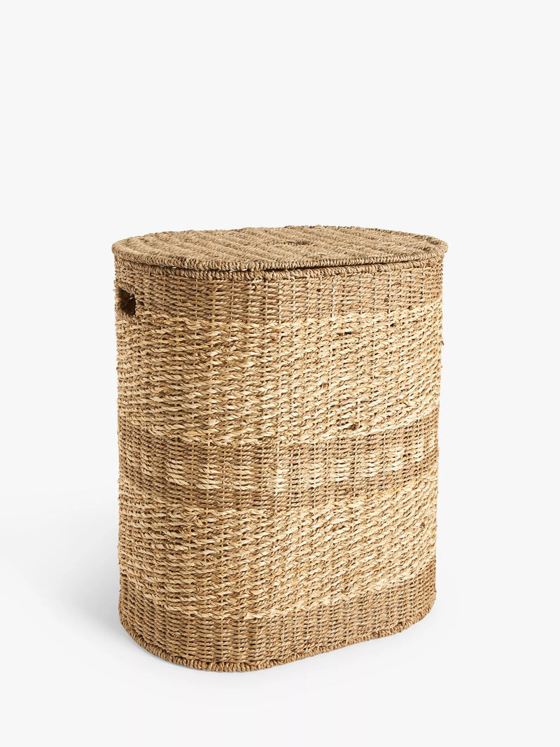 John Lewis woven seagrass oval laundry basket natural - British product