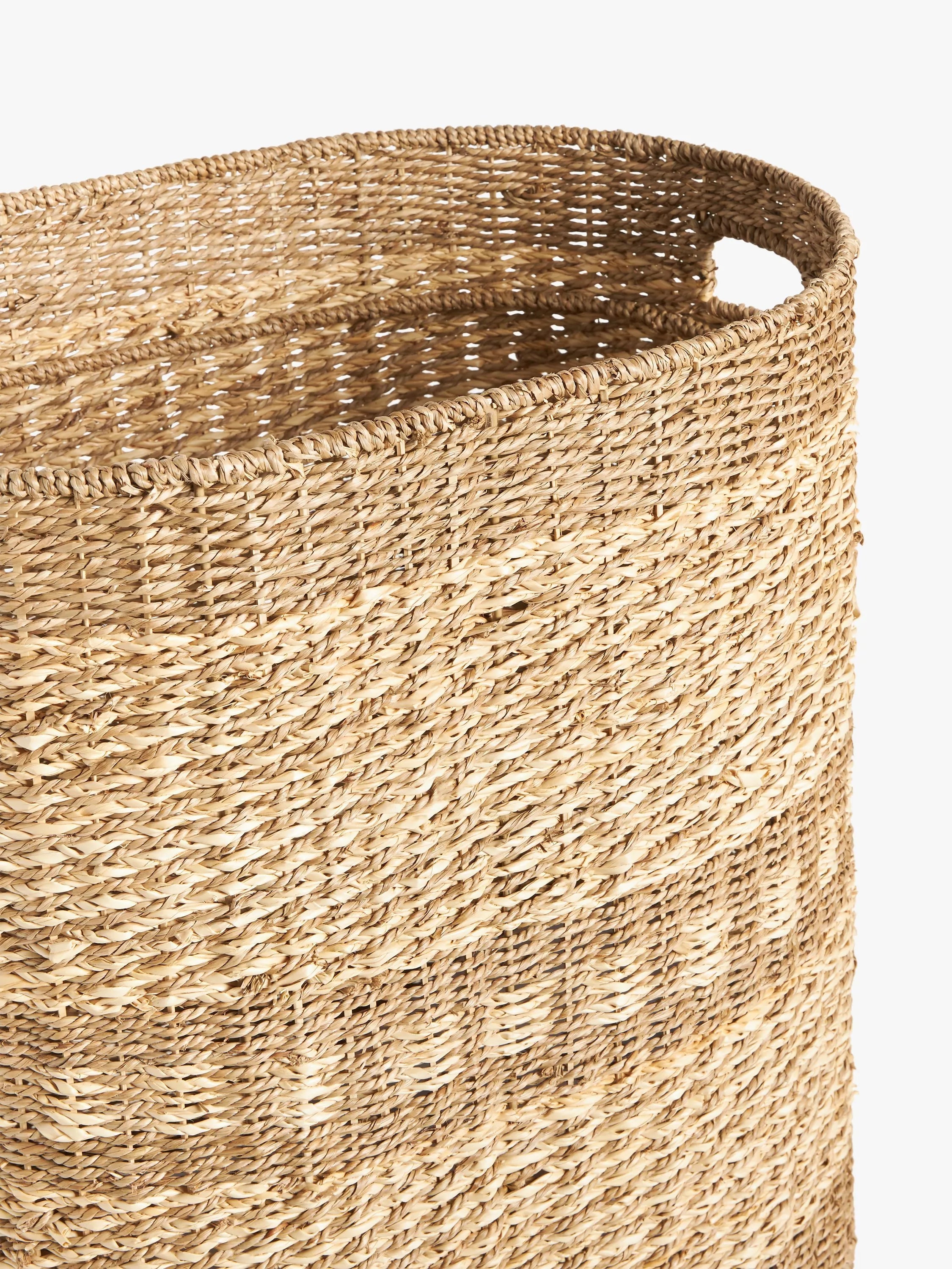 John Lewis woven seagrass oval laundry basket natural - British product