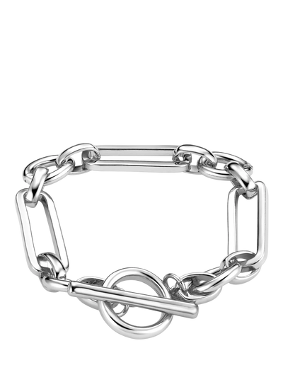 John Lewis Orelia Rectangular Link T-Bar Bracelet Silver 16cm- Buy online at McGrocer