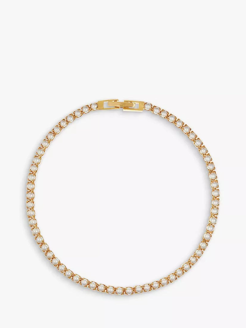 Orelia pearl tennis bracelet gold/white 17cm, imported from the UK