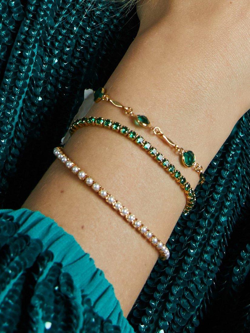 Orelia pearl tennis bracelet gold/white 17cm, imported from the UK