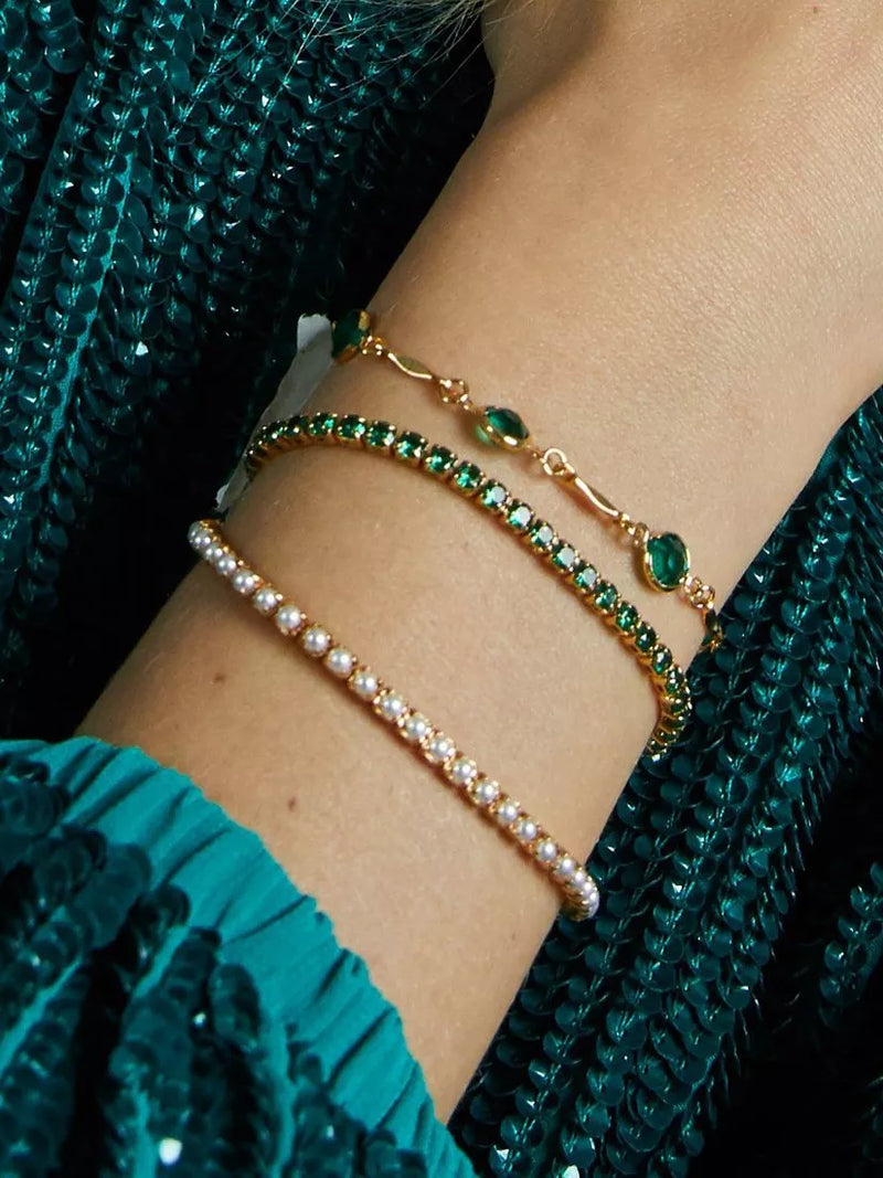 Orelia pearl tennis bracelet gold/white 17cm, imported from the UK
