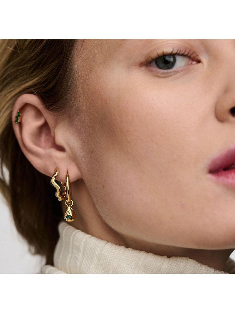 Orelia gold abstract wave oval hoop earrings 12mm, imported from the UK