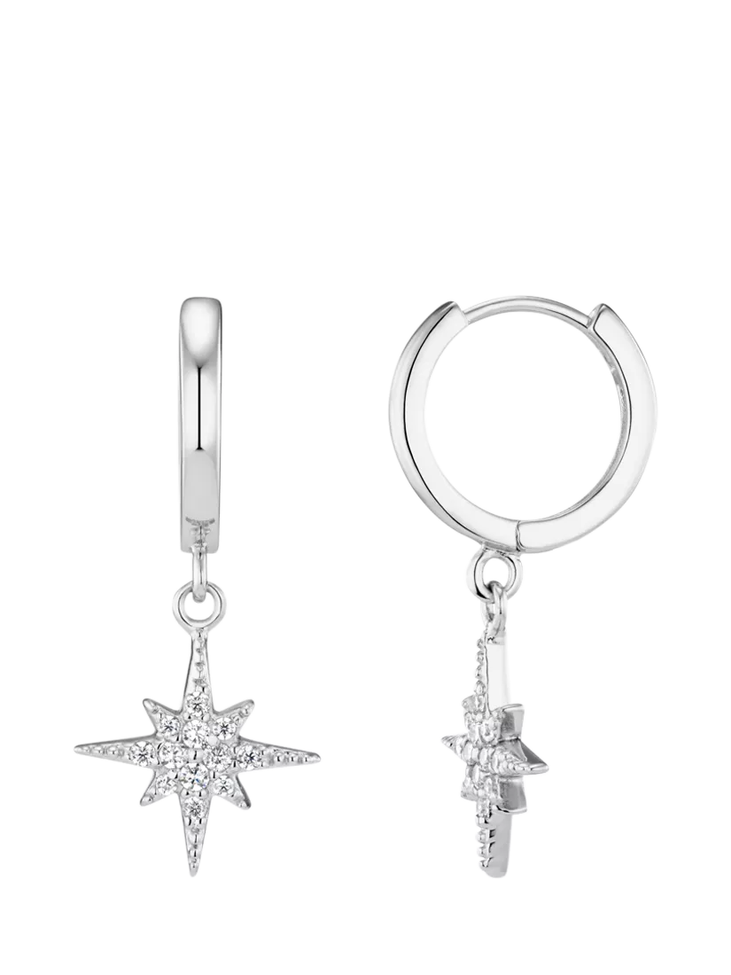 Orelia Starburst small hoop earrings silver, UK version
