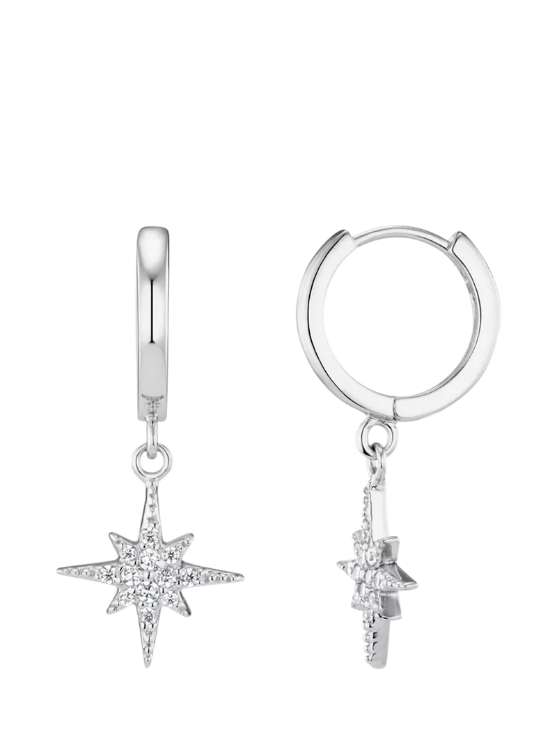 Orelia Starburst small hoop earrings silver, UK version