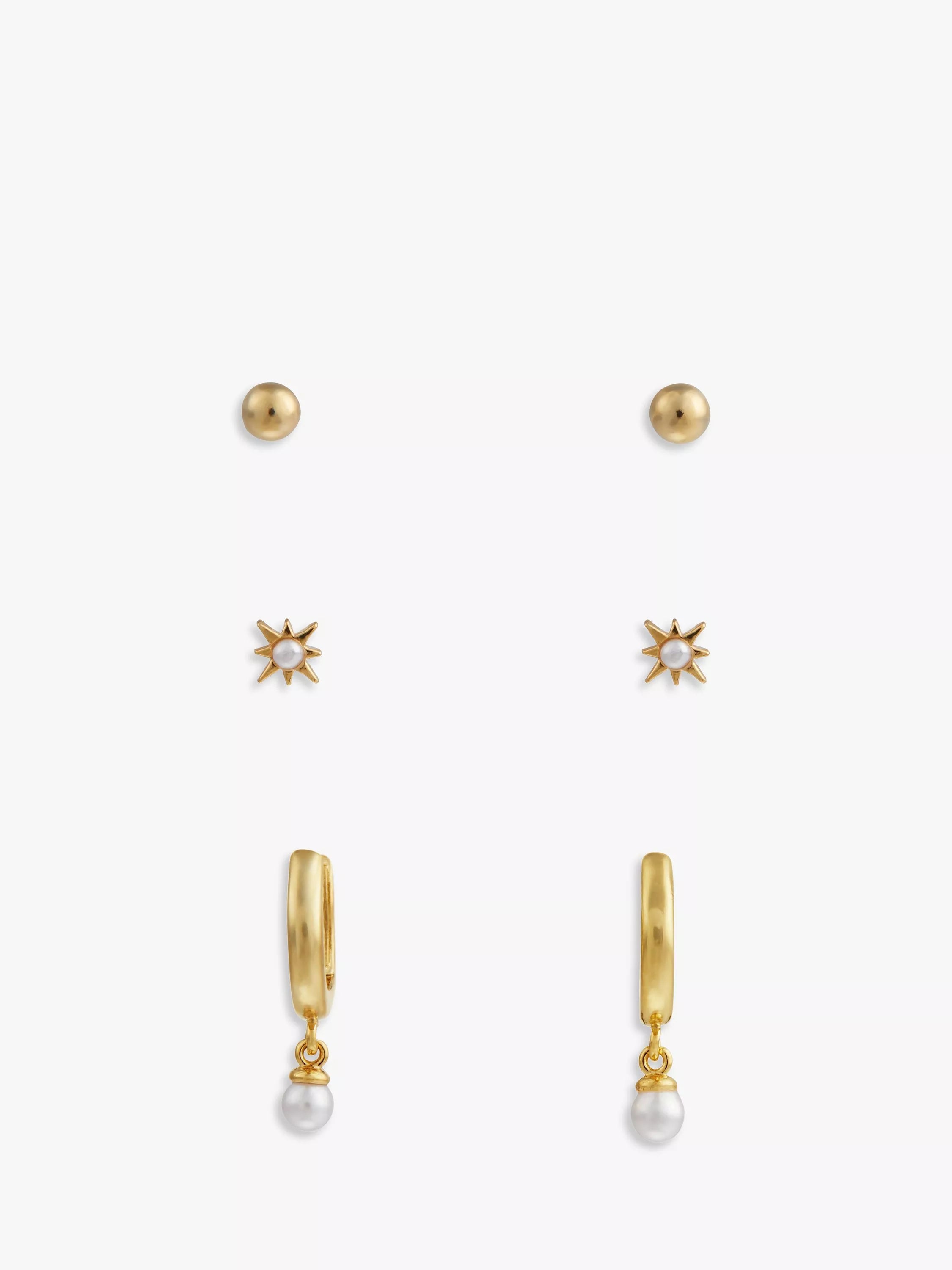 Orelia hoop and star stud earrings pack of 3, imported from the UK