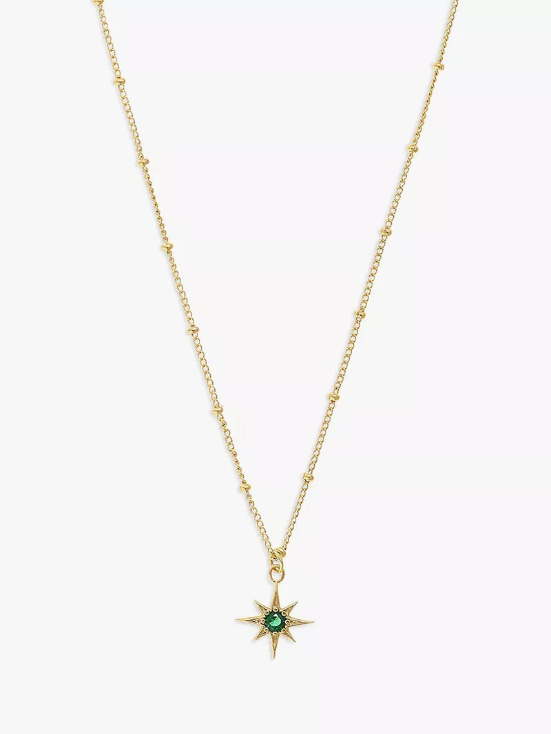 Orelia star charm necklace gold plated emerald cubic zirconia, UK version