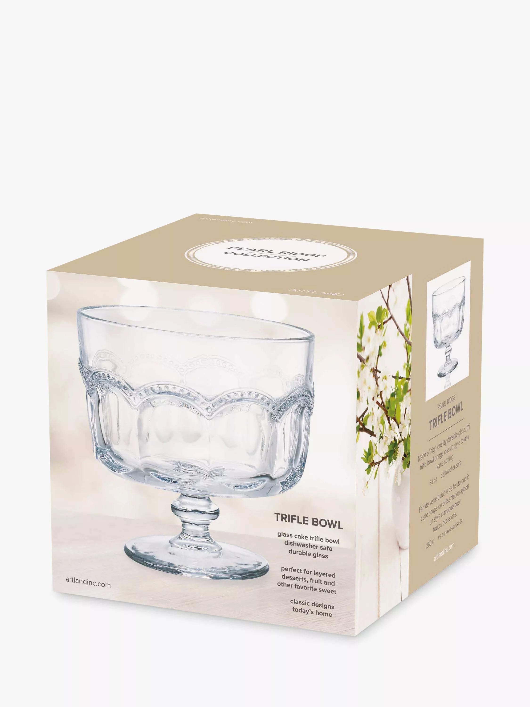 Artland Pearl Ridge glass trifle bowl 20cm clear - British product