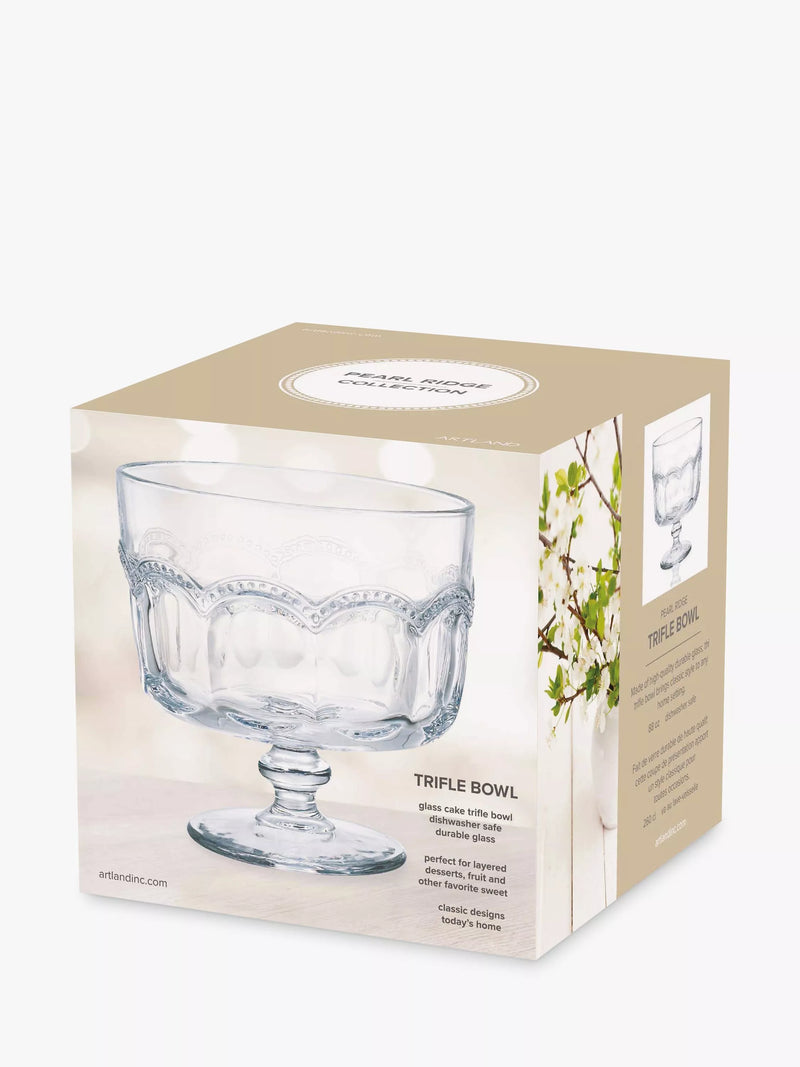 Artland Pearl Ridge glass trifle bowl 20cm clear - British product