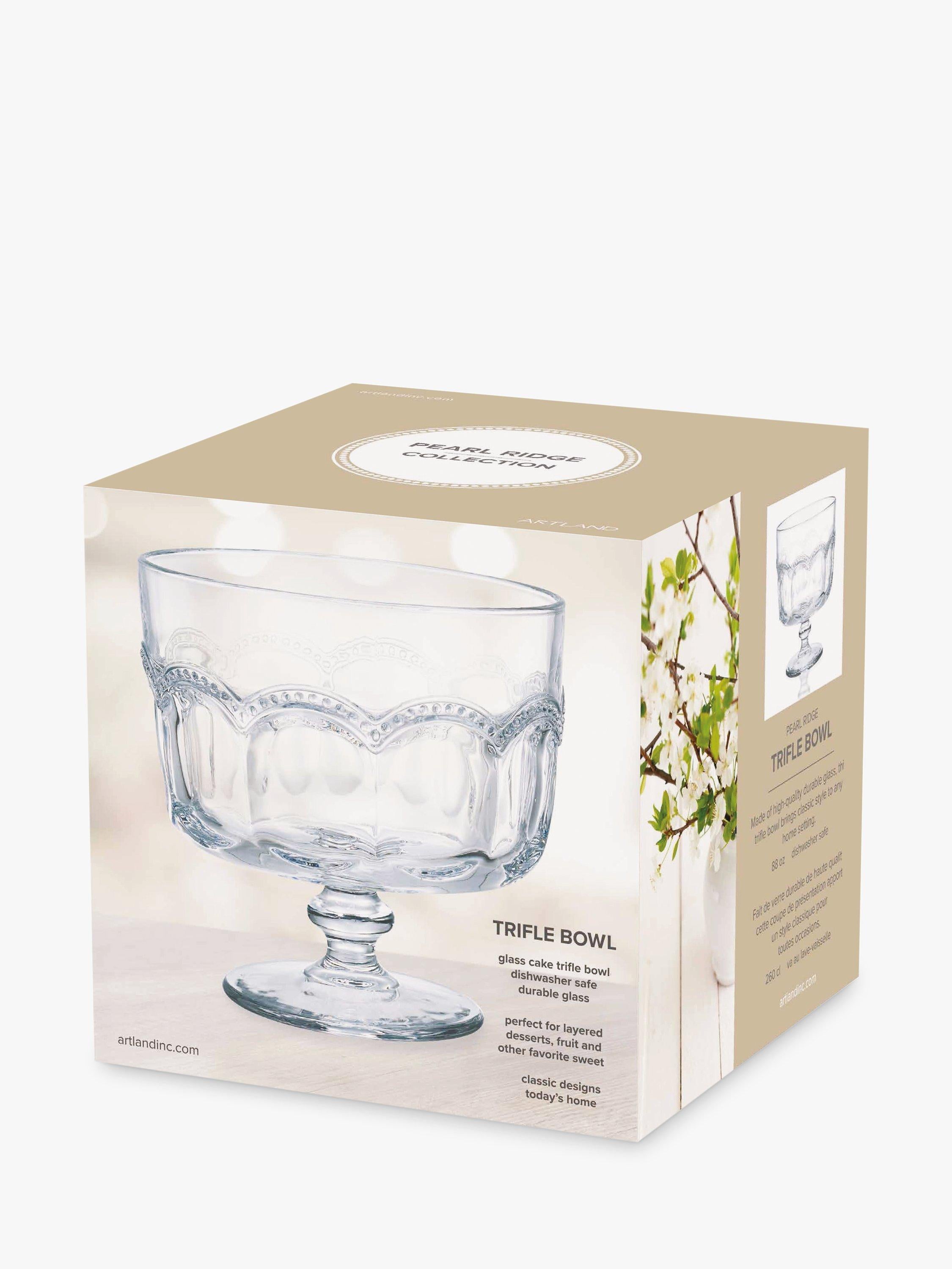 Artland Pearl Ridge glass trifle bowl 20cm clear - British product