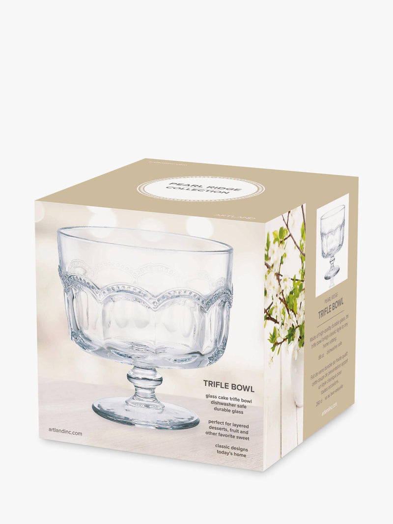 Artland Pearl Ridge glass trifle bowl 20cm clear - British product