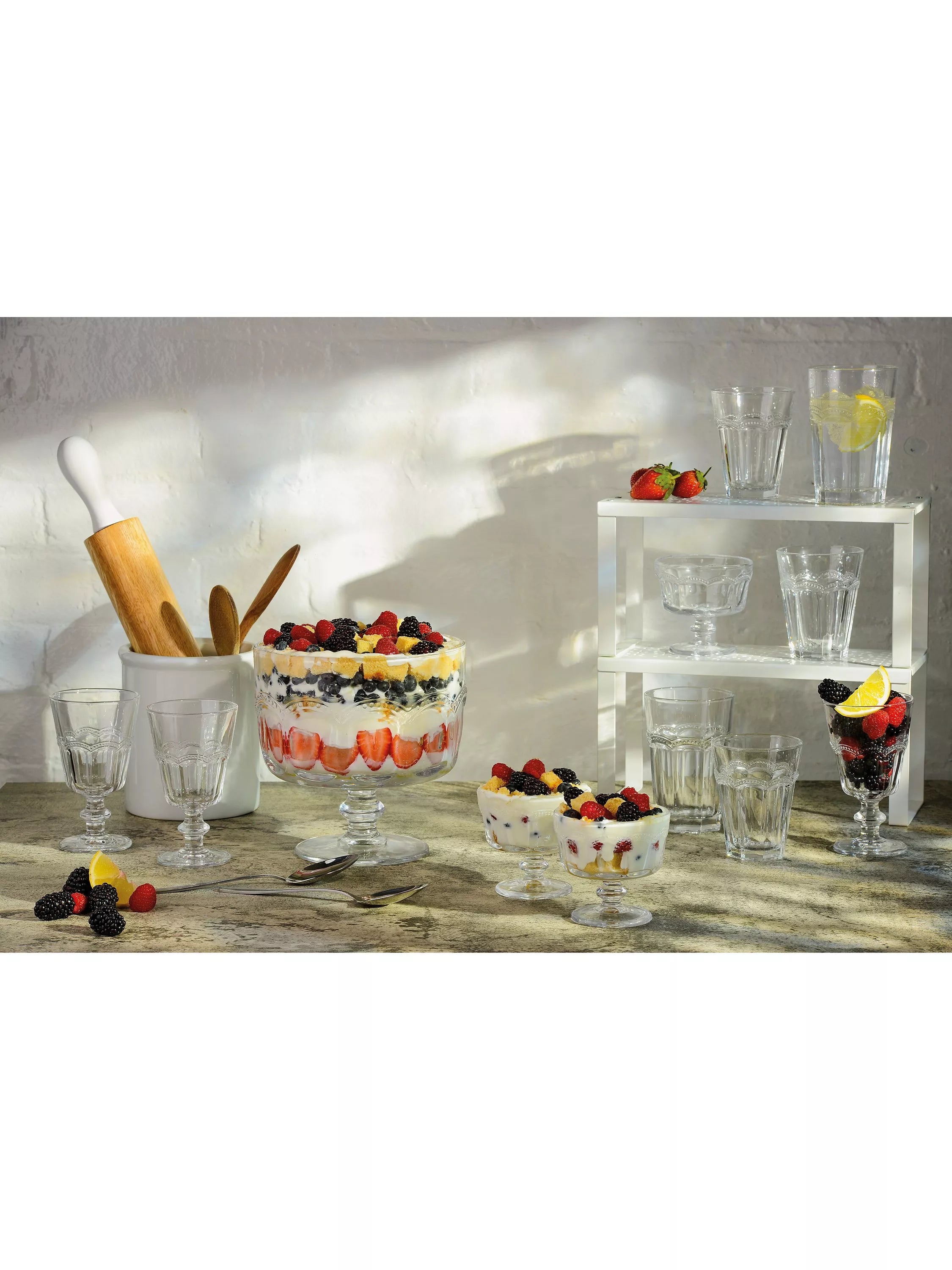 Artland Pearl Ridge glass trifle bowl 20cm clear - British product