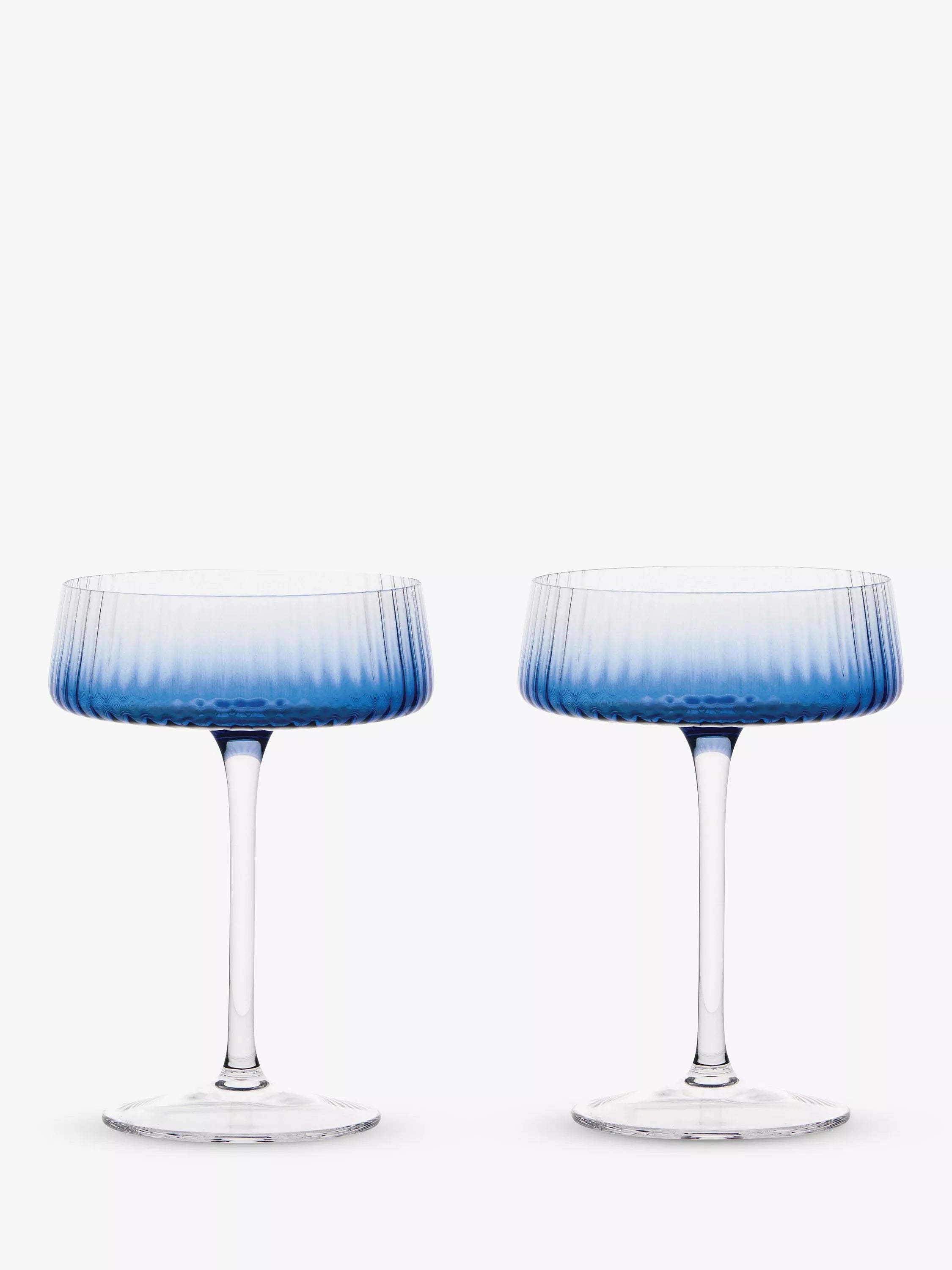 Anton Studio Designs Empire Glass Champagne Saucer, Set of 2, 250ml - Blue